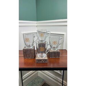 Vintage Baileys Irish Cream Gold Logo Clear Glass Coffee Mugs.